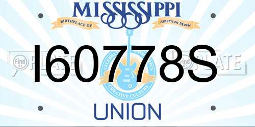 I60778S Mississippi License Plate