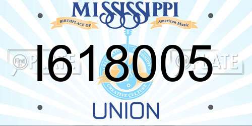 I618005 Mississippi License Plate