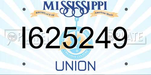 I625249 Mississippi License Plate