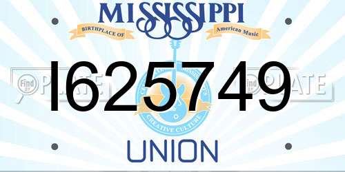 I625749 Mississippi License Plate