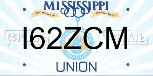 I62ZCM Mississippi License Plate