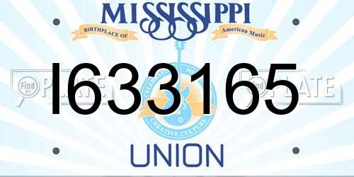 I633165 Mississippi License Plate