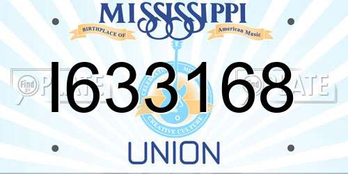 I633168 Mississippi License Plate