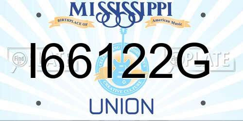 I66122G Mississippi License Plate