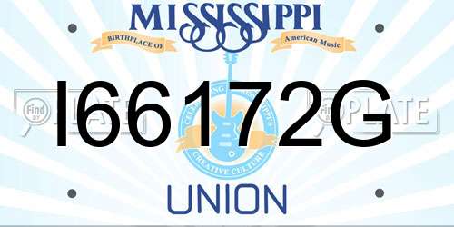 I66172G Mississippi License Plate