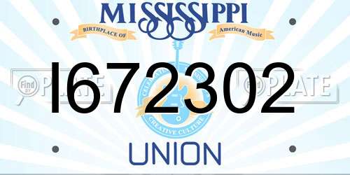I672302 Mississippi License Plate