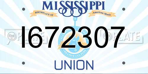 I672307 Mississippi License Plate