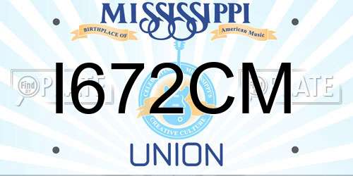 I672CM Mississippi License Plate