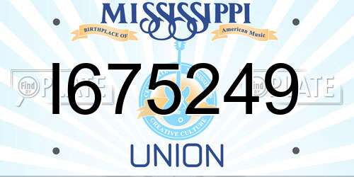 I675249 Mississippi License Plate