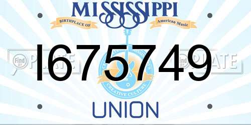 I675749 Mississippi License Plate
