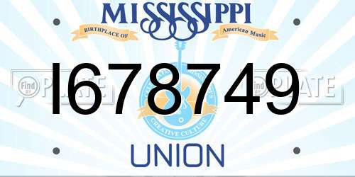 I678749 Mississippi License Plate
