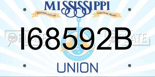 I68592B Mississippi License Plate