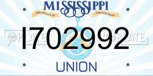 I702992 Mississippi License Plate