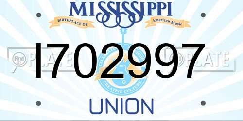 I702997 Mississippi License Plate
