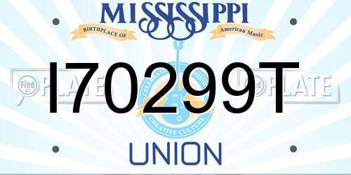 I70299T Mississippi License Plate