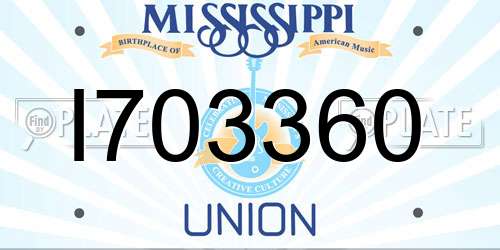 I703360 Mississippi License Plate