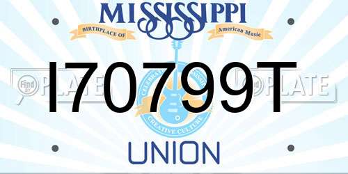 I70799T Mississippi License Plate