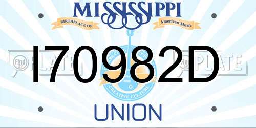 I70982D Mississippi License Plate