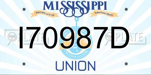 I70987D Mississippi License Plate