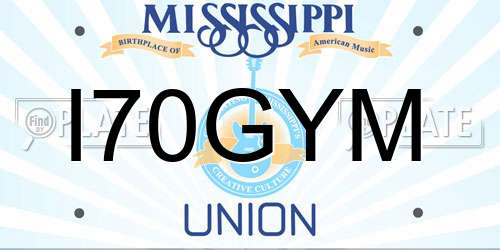 I70GYM Mississippi License Plate