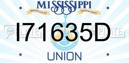I71635D Mississippi License Plate