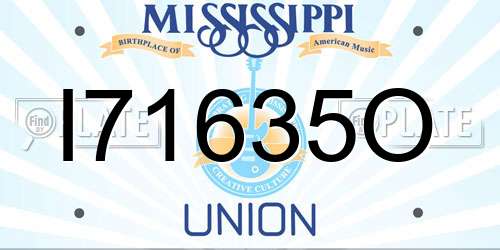 I71635O Mississippi License Plate