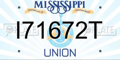 I71672T Mississippi License Plate