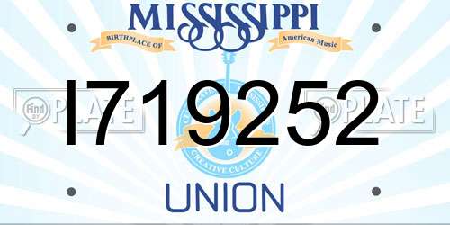 I719252 Mississippi License Plate