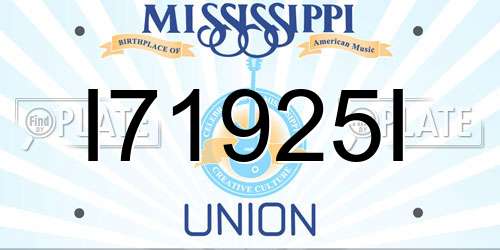 I71925I Mississippi License Plate