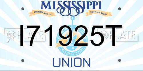 I71925T Mississippi License Plate