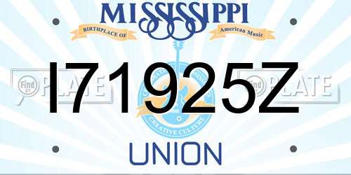 I71925Z Mississippi License Plate