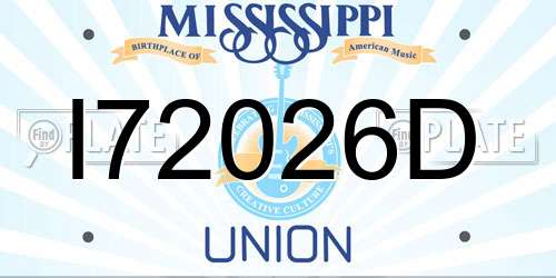 I72026D Mississippi License Plate