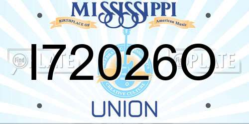 I72026O Mississippi License Plate