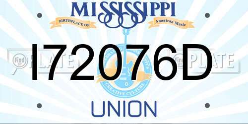 I72076D Mississippi License Plate