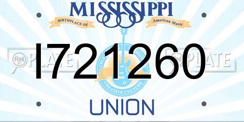 I721260 Mississippi License Plate