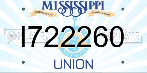 I722260 Mississippi License Plate