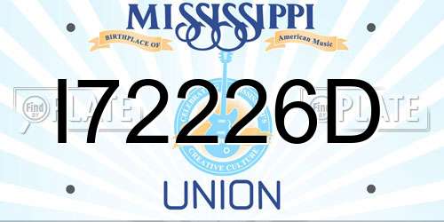 I72226D Mississippi License Plate