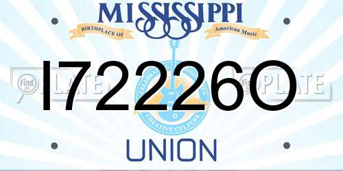 I72226O Mississippi License Plate