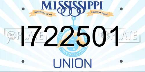 I722501 Mississippi License Plate