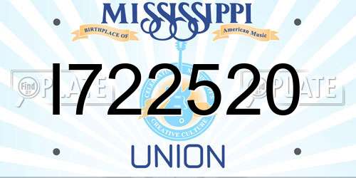I722520 Mississippi License Plate
