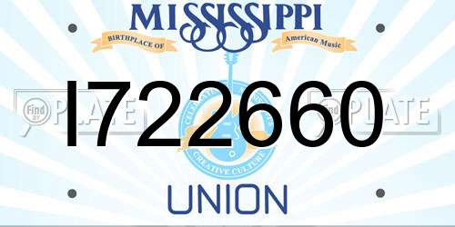 I722660 Mississippi License Plate