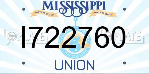 I722760 Mississippi License Plate