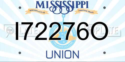 I72276O Mississippi License Plate