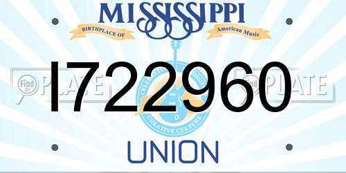 I722960 Mississippi License Plate