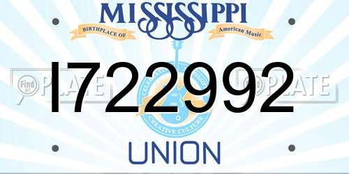 I722992 Mississippi License Plate