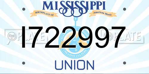 I722997 Mississippi License Plate