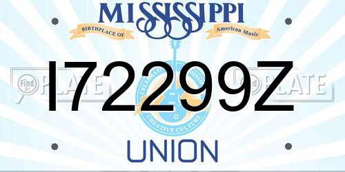 I72299Z Mississippi License Plate