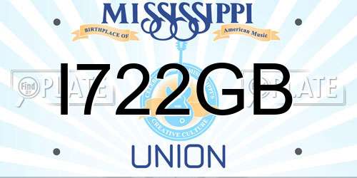 I722GB Mississippi License Plate