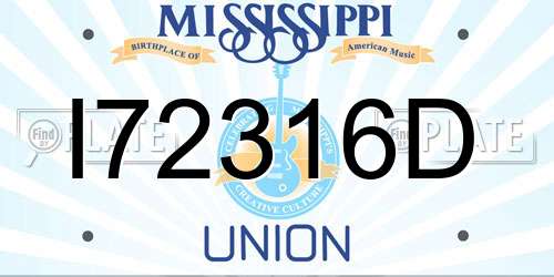 I72316D Mississippi License Plate