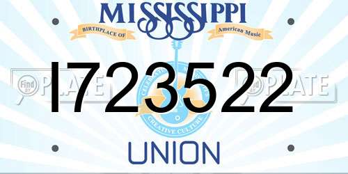 I723522 Mississippi License Plate